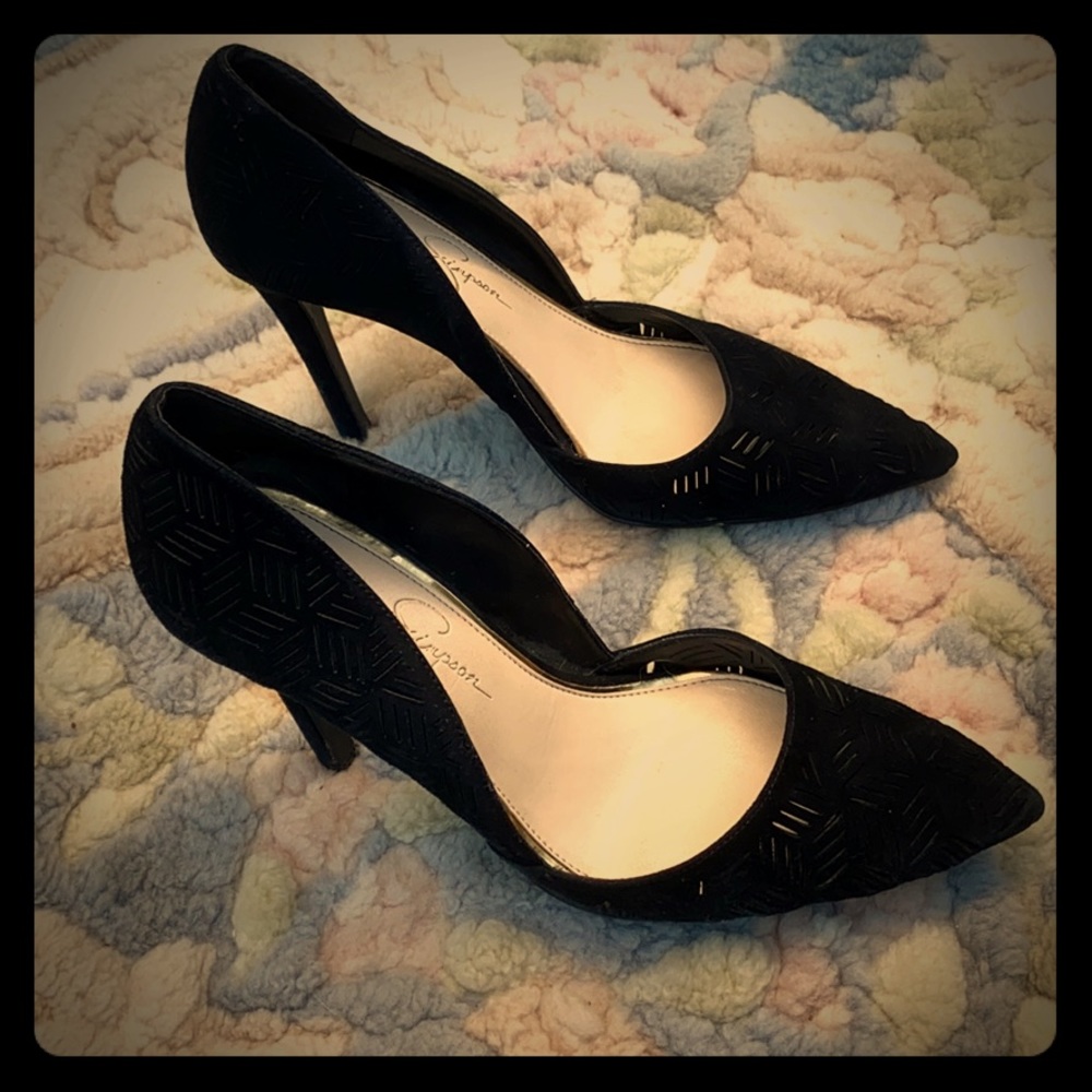 Jessica Simpson black suede heels